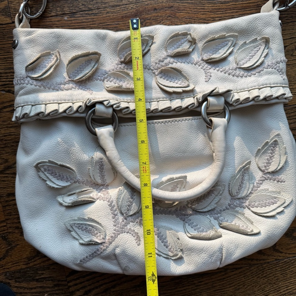 LOCKHEART Rare Y2K Raya Leaflet Ivory Shoulder Hobo Bag Purse - Picture 8 of 12